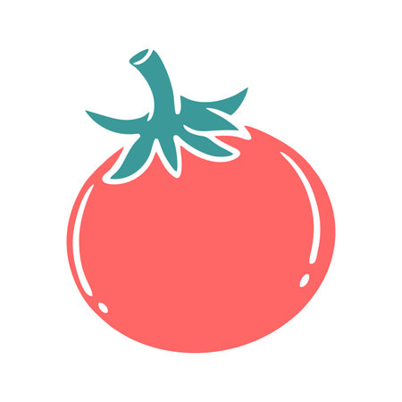 Tomato hand drawn. Red color vegetable vector illustration. Food object design.のイラスト素材
