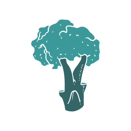 Broccoli Vector Cartoon drawing. Hand drawn vegetable object.のイラスト素材