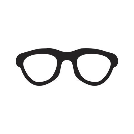 minimalist black and white vector illustration of classic style eyeglasses with thick frames. Perfect for icons, logos, or fashion-related designsのイラスト素材