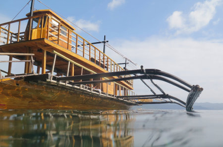 A boat at Ariel s pointの写真素材