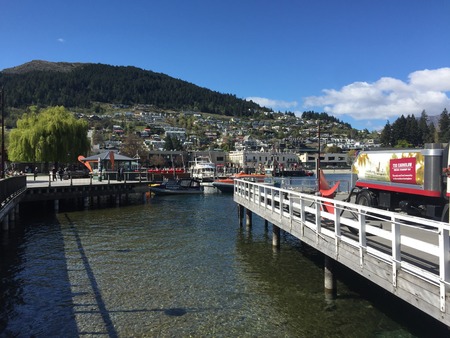 Queenstown Waterfront turquoise crystal clear waterのeditorial素材