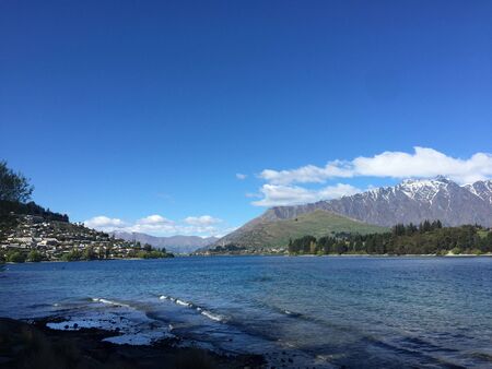 Queenstown Waterfront Turquoise crystal clear waterの写真素材