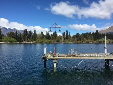 Queenstown Waterfront Turquoise crystal clear waterの写真素材