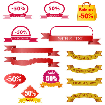 Set of retro ribbons and labels. Vector illustration.のイラスト素材