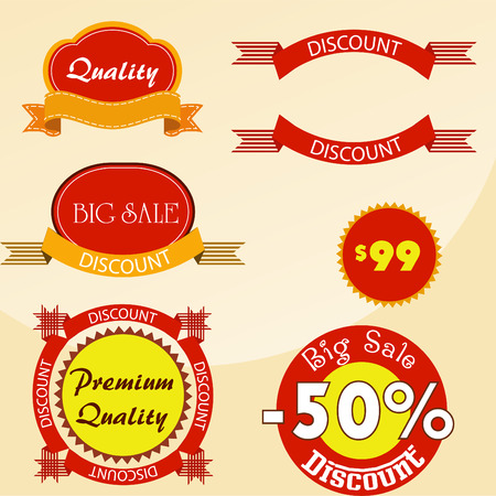 Set of vector stickers and ribbonsのイラスト素材