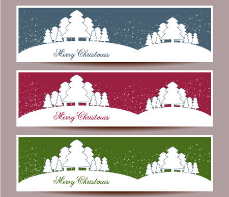 Merry Christmas banners set design, vector illustrationのイラスト素材