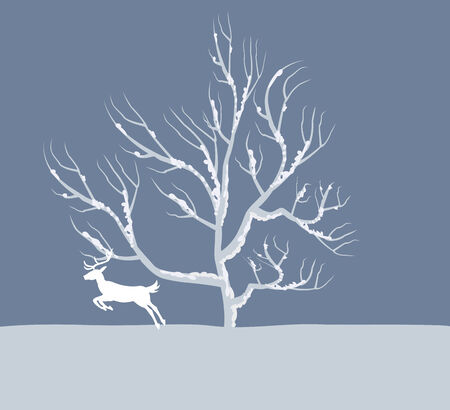 Holiday winter landscape background with winter treeのイラスト素材