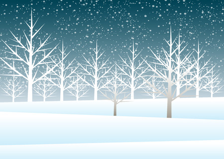 Holiday winter landscape background with winter treeのイラスト素材