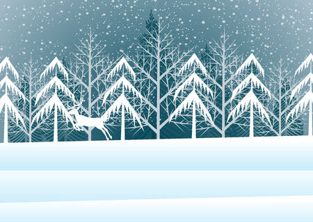 Holiday winter landscape background with winter treeのイラスト素材