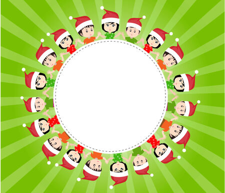 Merry christmas with happy kidsのイラスト素材