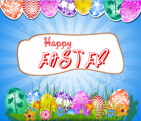 Happy Easter with eggsのイラスト素材