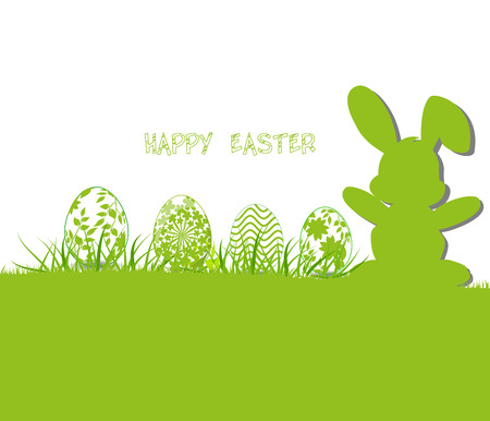 Easter card with eggs and rabbitsのイラスト素材