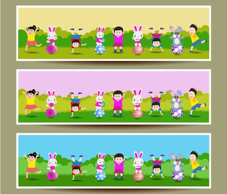 set of three Easter banners vector illustrationのイラスト素材