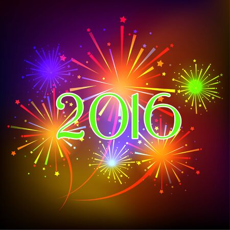 Happy new year fireworks 2016 holiday background design