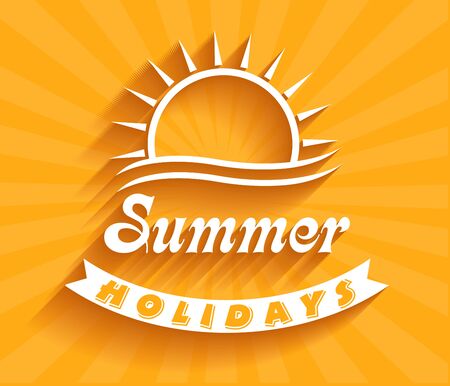 Retro summer holidays  labels and signs Vector illustration design elements.のイラスト素材
