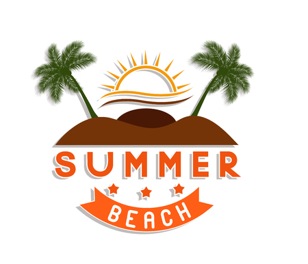 Retro summer holidays  labels and signs Vector illustration design elements.のイラスト素材