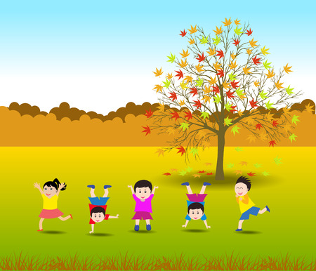 Vector illustration background Autumn Landscapeのイラスト素材