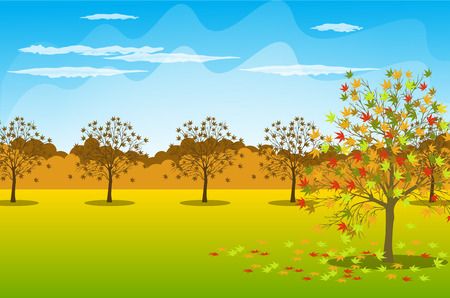 Vector illustration background Autumn Landscapeのイラスト素材