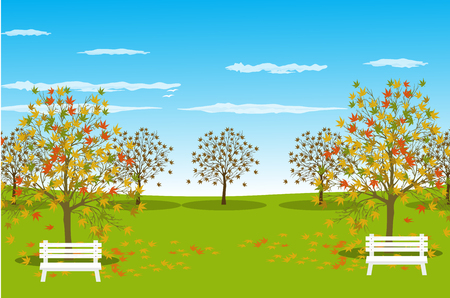 Vector illustration background Autumn Landscapeのイラスト素材