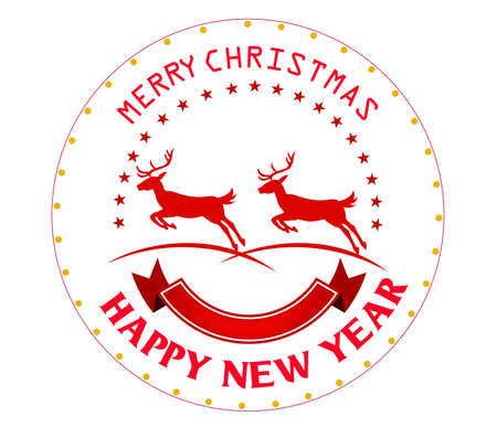 Merry Christmas with vintage labels vector illustrationのイラスト素材