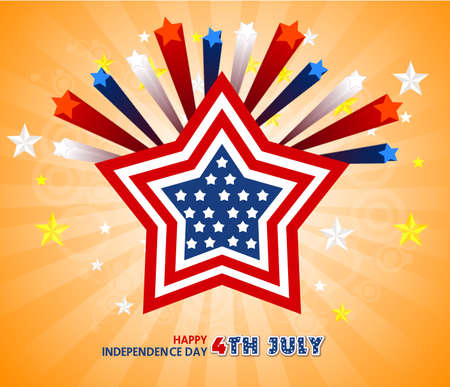 Independence Day- 4 th July with star and flag.のイラスト素材