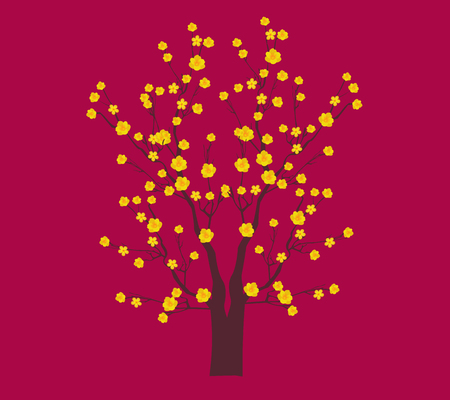 Yellow Apricot Flower, traditional lunar new year in Vietnamのイラスト素材