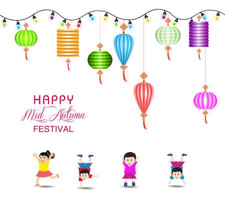 Mid Autumn Festival vector background with lanternのイラスト素材