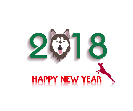 Happy new year 2018 year of dog.のイラスト素材
