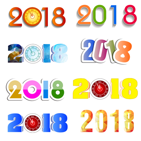 Collection number 2018 happy new yearのイラスト素材