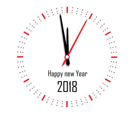 Happy new year 2018 with clockのイラスト素材