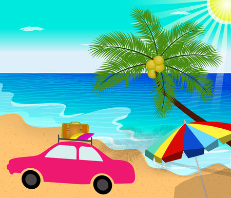 hello summer go camping with carのイラスト素材
