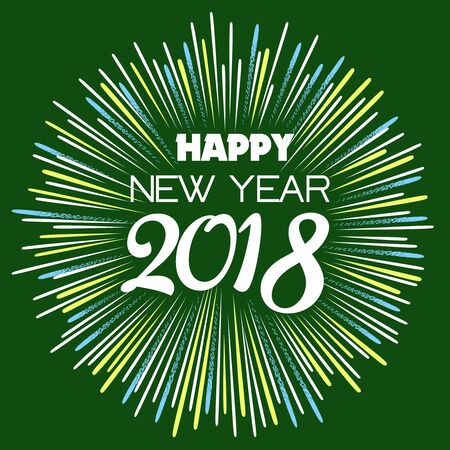 Happy new year 2018 with typography text on firework backgroundのイラスト素材