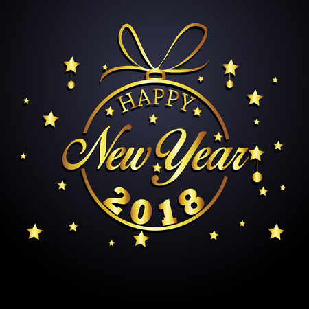 Happy new year 2018 gold and black colorsのイラスト素材
