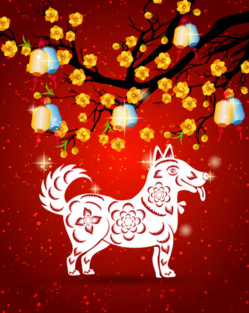 Happy Chinese New Year 2018 year of the dog. Lunar new year.のイラスト素材