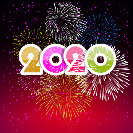 Happy New Year 2020 background with fireworks.のイラスト素材