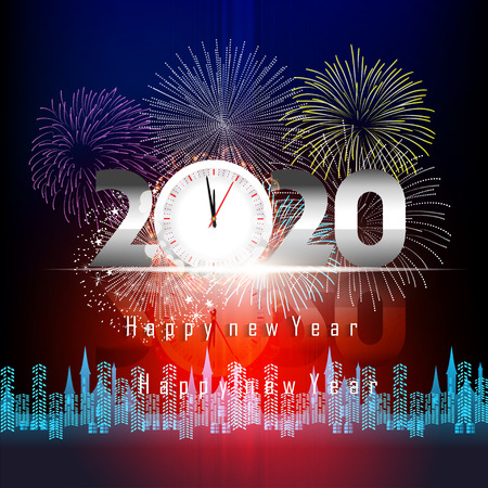 Happy New Year 2020 background with fireworks.のイラスト素材
