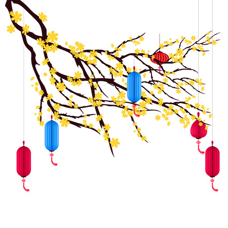 Vector Cherry blossom for Chinese New Year and mid autumn festivalのイラスト素材