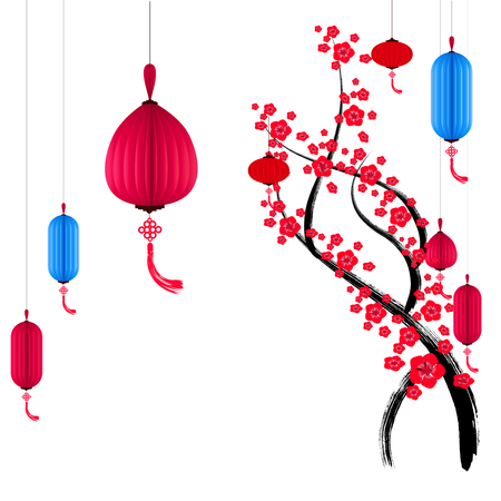 Vector Cherry blossom for Chinese New Year and mid autumn festivalのイラスト素材