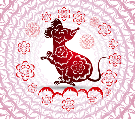 Happy New Chinese Year 2020 year of the Rat - year of the mouseのイラスト素材