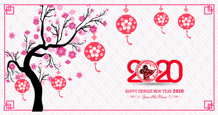 Happy New Chinese Year 2020 year of the Rat - year of the mouseのイラスト素材