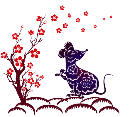 Happy New Chinese Year 2020 year of the Rat - year of the mouseのイラスト素材