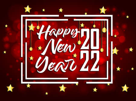 Happy New Year 2022 Lettering . Holiday Vector Illustration.