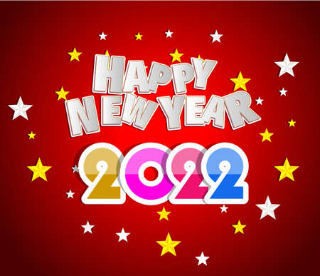 Happy New Year 2022 Lettering . Holiday Vector Illustration.