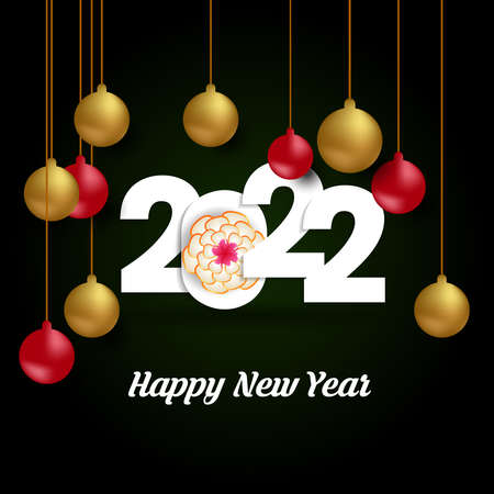 Happy New Year 2022 Lettering . Holiday Vector Illustration.