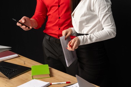 Close up of bussines people near the tableの写真素材