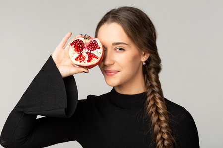 Beauty portrait of a pretty young girl with perfect skinの写真素材