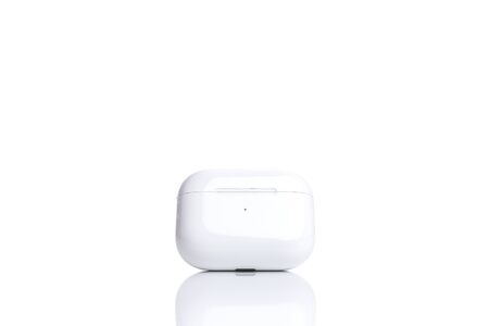 Wireless Charging Case for headphones isolated over white background with copyspace