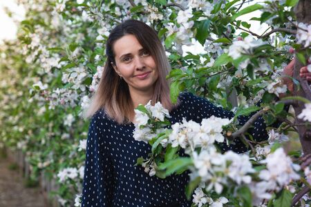 Enjoy good weather. Happy easter. Aromatherapy. Young and carefree. Beautiful woman with spring...