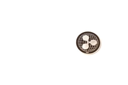Digital coin money model Ripple isolated on white background with copyspaceの写真素材