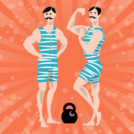 Athletes. Retro style. Art deco. Vector illustrationのイラスト素材